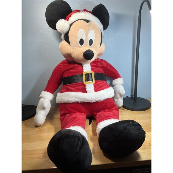 Mickey Mouse Santa Claus JUMBO Plush 48” (4 Feet Tall) Christmas Stuffed Disney - Picture 1 of 15